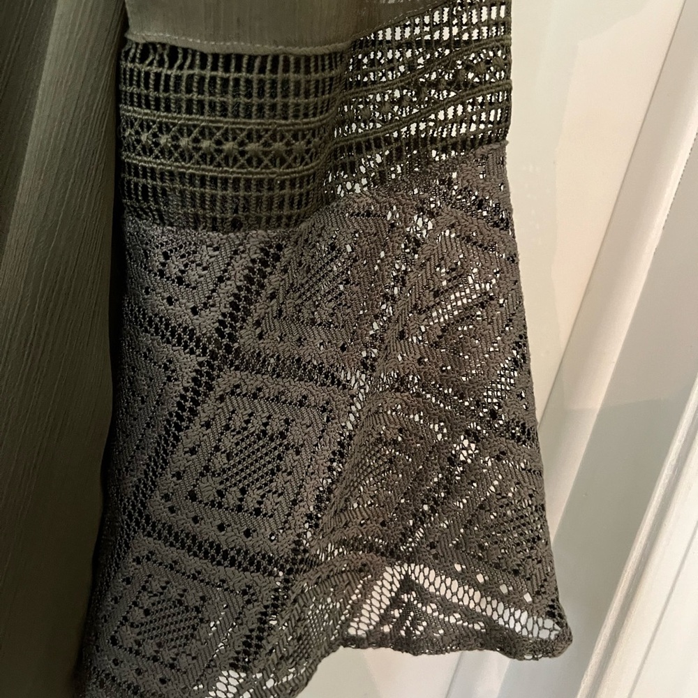 AGB Olive Green Lace Sleeve Blouse - Picture 3 of 3